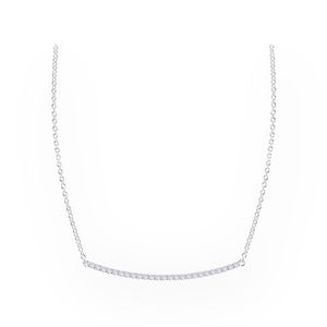 new Lassaire ☾ Simulated Diamond Curve Bar Necklace ☾ 925 Sterling Silver .32CTW
